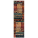 Gabbeh 217 X Traditional Persian Tribal Ethnic Pattern Print Multicolour/Brown/Beige/Terracotta/Rust/Green/Pink/Purple Runner