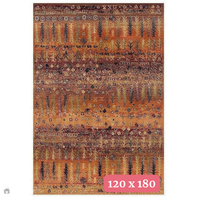 Gabbeh 415 C Traditional Persian Tribal Ethnic Pattern Print Multicolour/Brown/Orange/Gold/Rust/Terracotta/Burgundy Red/Pink/Green/Blue/Purple Rug 120 x 180 cm-Shop Returns-Rug Love - The Most Loved Rug Store