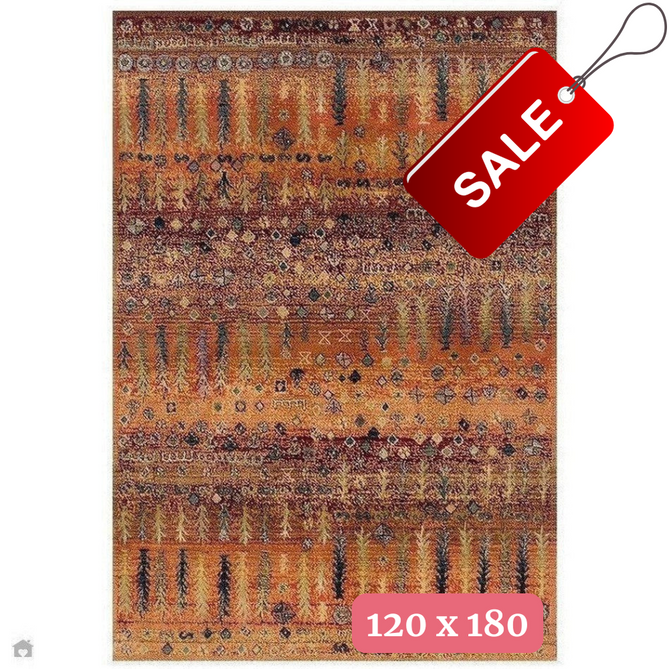 Gabbeh 415 C Traditional Persian Tribal Ethnic Pattern Print Multicolour/Brown/Orange/Gold/Rust/Terracotta/Burgundy Red/Pink/Green/Blue/Purple Rug 120 x 180 cm-Shop Returns-Rug Love - The Most Loved Rug Store