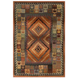 Gabbeh 51 C Traditional Persian Tribal Ethnic Pattern Print Multicolour/Brown/Green/Terracotta/Rust/Beige/Pink/Purple Rug
