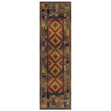 Gabbeh 51 C Traditional Persian Tribal Ethnic Pattern Print Multicolour/Brown/Green/Terracotta/Rust/Beige/Pink/Purple Runner