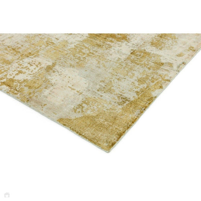 Gatsby Modern Abstract Distressed Metallic Shimmer Hand-Woven Textured Printed Viscose Flatweave Autumn Yellow/Cream/Gold Rug-Asiatic Carpets-Rug Love - The Most Loved Rug Store
