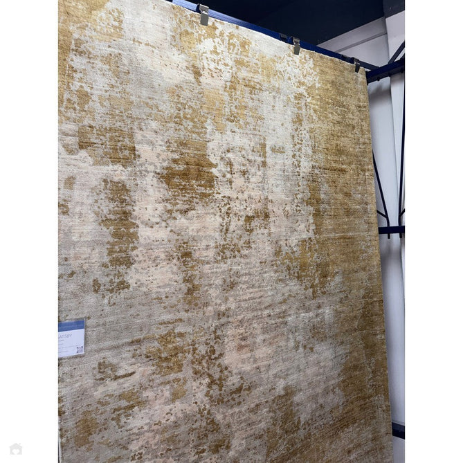 Gatsby Modern Abstract Distressed Metallic Shimmer Hand-Woven Textured Printed Viscose Flatweave Autumn Yellow/Cream/Gold Rug-Asiatic Carpets-Rug Love - The Most Loved Rug Store