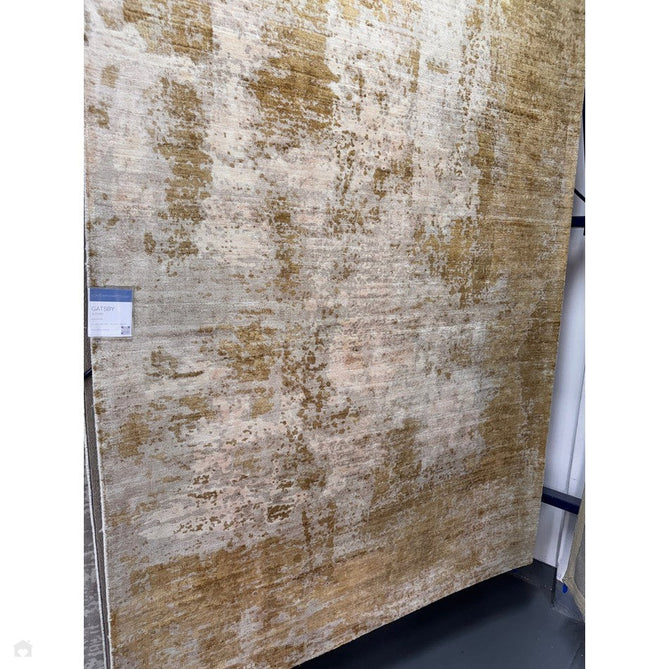 Gatsby Modern Abstract Distressed Metallic Shimmer Hand-Woven Textured Printed Viscose Flatweave Autumn Yellow/Cream/Gold Rug-Asiatic Carpets-Rug Love - The Most Loved Rug Store