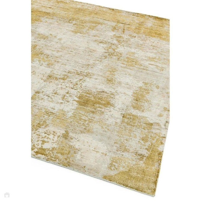 Gatsby Modern Abstract Distressed Metallic Shimmer Hand-Woven Textured Printed Viscose Flatweave Autumn Yellow/Cream/Gold Rug-Asiatic Carpets-Rug Love - The Most Loved Rug Store