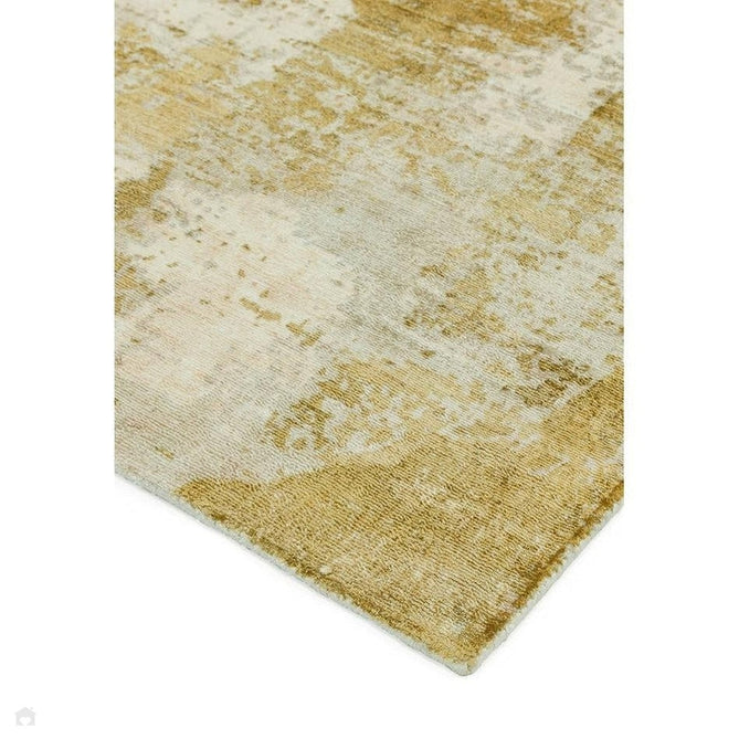 Gatsby Modern Abstract Distressed Metallic Shimmer Hand-Woven Textured Printed Viscose Flatweave Autumn Yellow/Cream/Gold Rug-Asiatic Carpets-Rug Love - The Most Loved Rug Store
