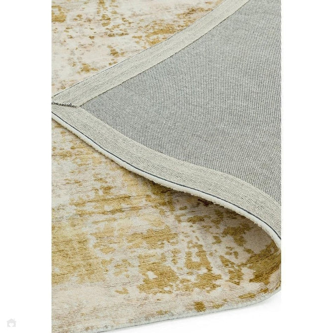 Gatsby Modern Abstract Distressed Metallic Shimmer Hand-Woven Textured Printed Viscose Flatweave Autumn Yellow/Cream/Gold Rug-Asiatic Carpets-Rug Love - The Most Loved Rug Store