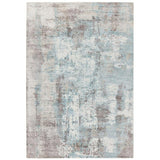 Gatsby Modern Abstract Distressed Metallic Shimmer Hand-Woven Textured Printed Viscose Flatweave Blue/Grey/Cream Rug