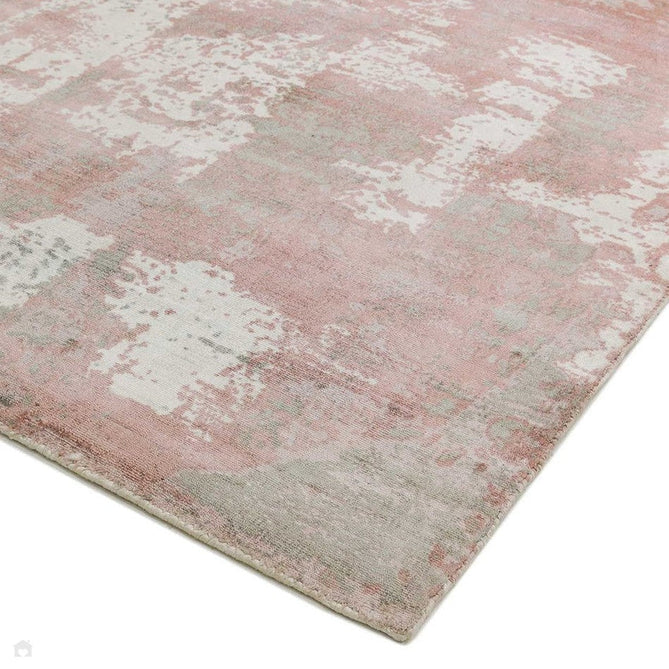 Gatsby Modern Abstract Distressed Metallic Shimmer Hand-Woven Textured Printed Viscose Flatweave Blush/Grey/Cream Rug-Asiatic Carpets-Rug Love - The Most Loved Rug Store