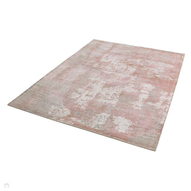 Gatsby Modern Abstract Distressed Metallic Shimmer Hand-Woven Textured Printed Viscose Flatweave Blush/Grey/Cream Rug-Asiatic Carpets-Rug Love - The Most Loved Rug Store