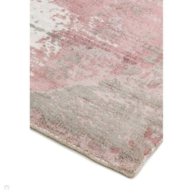 Gatsby Modern Abstract Distressed Metallic Shimmer Hand-Woven Textured Printed Viscose Flatweave Blush/Grey/Cream Rug-Asiatic Carpets-Rug Love - The Most Loved Rug Store