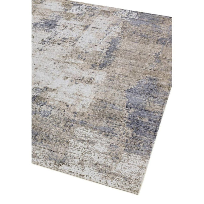 Gatsby Modern Abstract Distressed Metallic Shimmer Hand-Woven Textured Printed Viscose Flatweave Cloud Blue/Grey/Cream/Beige Rug-Asiatic Carpets-Rug Love - The Most Loved Rug Store