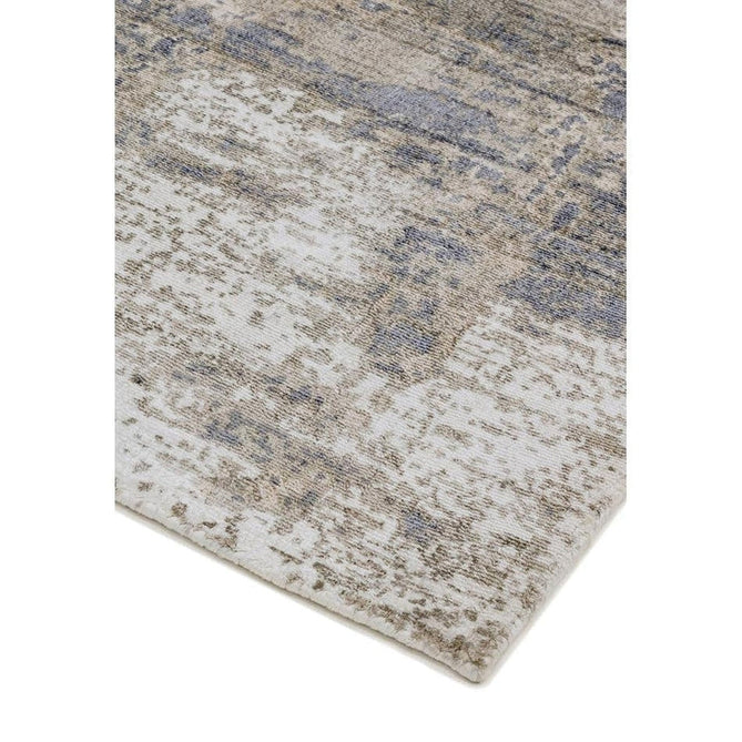 Gatsby Modern Abstract Distressed Metallic Shimmer Hand-Woven Textured Printed Viscose Flatweave Cloud Blue/Grey/Cream/Beige Rug-Asiatic Carpets-Rug Love - The Most Loved Rug Store