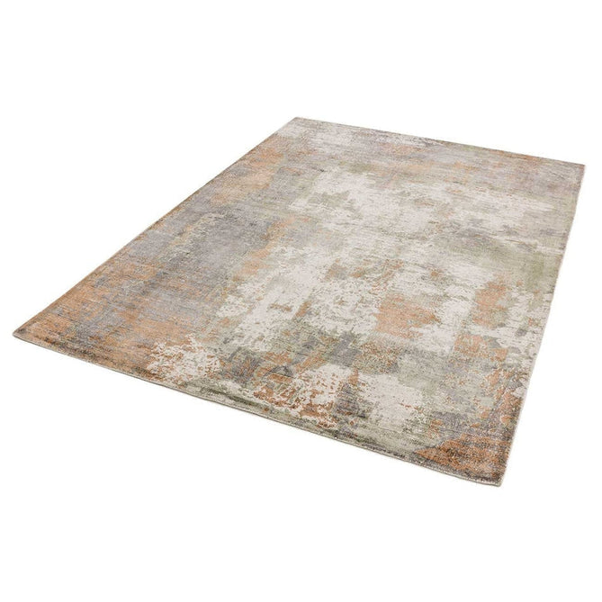 Gatsby Modern Abstract Distressed Metallic Shimmer Hand-Woven Textured Printed Viscose Flatweave Coral/Grey/Taupe/Cream Rug-Asiatic Carpets-Rug Love - The Most Loved Rug Store