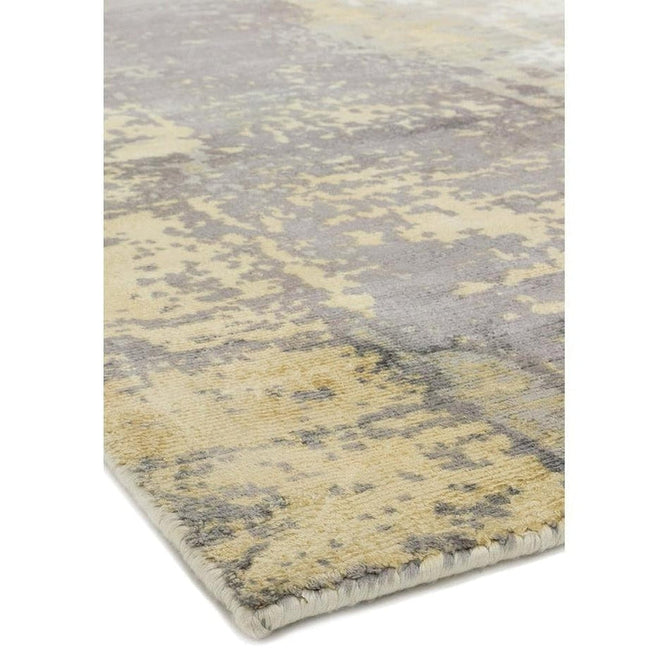 Gatsby Modern Abstract Distressed Metallic Shimmer Hand-Woven Textured Printed Viscose Flatweave Gold/Grey/Taupe/Cream Rug-Asiatic Carpets-Rug Love - The Most Loved Rug Store