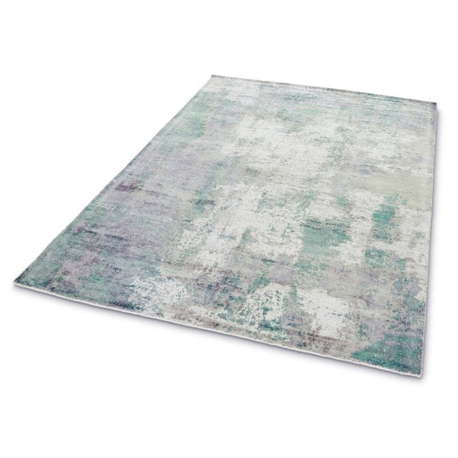 Gatsby Modern Abstract Distressed Metallic Shimmer Hand-Woven Textured Printed Viscose Flatweave Green/Grey/Cream Rug-Asiatic Carpets-Rug Love - The Most Loved Rug Store