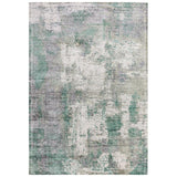 Gatsby Modern Abstract Distressed Metallic Shimmer Hand-Woven Textured Printed Viscose Flatweave Green/Grey/Cream Rug