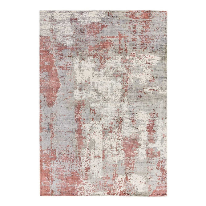 Gatsby Modern Abstract Distressed Metallic Shimmer Hand-Woven Textured Printed Viscose Flatweave Red/Grey/Cream Rug-Asiatic Carpets-Rug Love - The Most Loved Rug Store