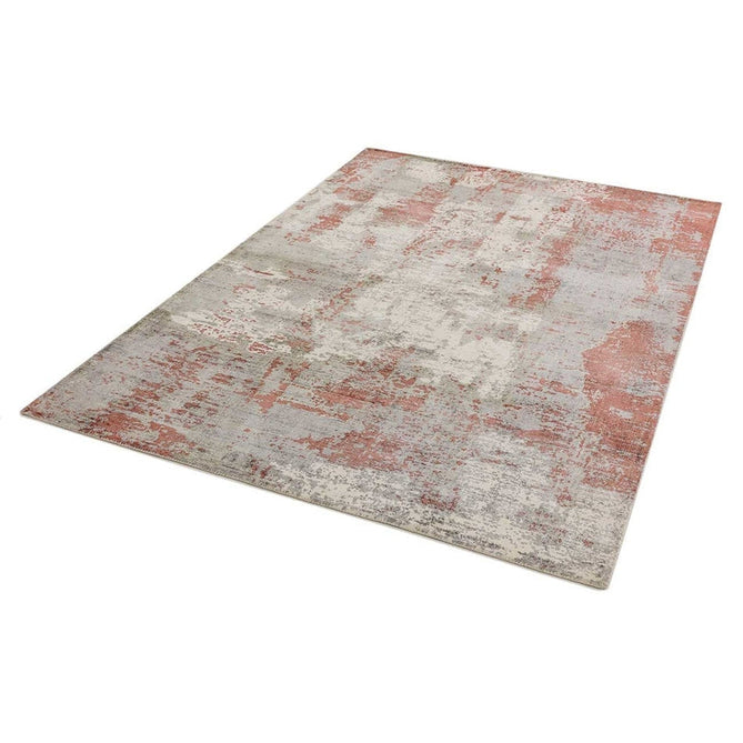 Gatsby Modern Abstract Distressed Metallic Shimmer Hand-Woven Textured Printed Viscose Flatweave Red/Grey/Cream Rug-Asiatic Carpets-Rug Love - The Most Loved Rug Store
