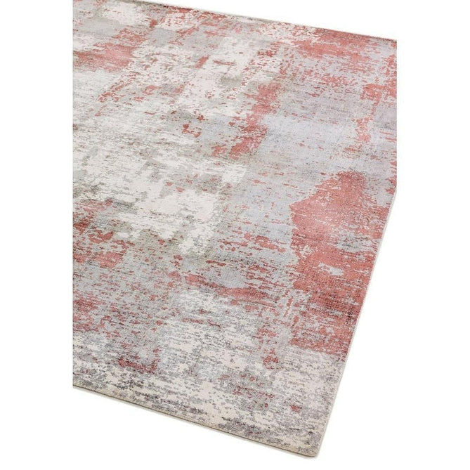 Gatsby Modern Abstract Distressed Metallic Shimmer Hand-Woven Textured Printed Viscose Flatweave Red/Grey/Cream Rug-Asiatic Carpets-Rug Love - The Most Loved Rug Store