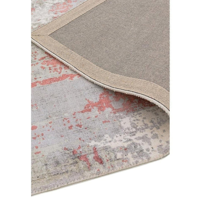 Gatsby Modern Abstract Distressed Metallic Shimmer Hand-Woven Textured Printed Viscose Flatweave Red/Grey/Cream Rug-Asiatic Carpets-Rug Love - The Most Loved Rug Store