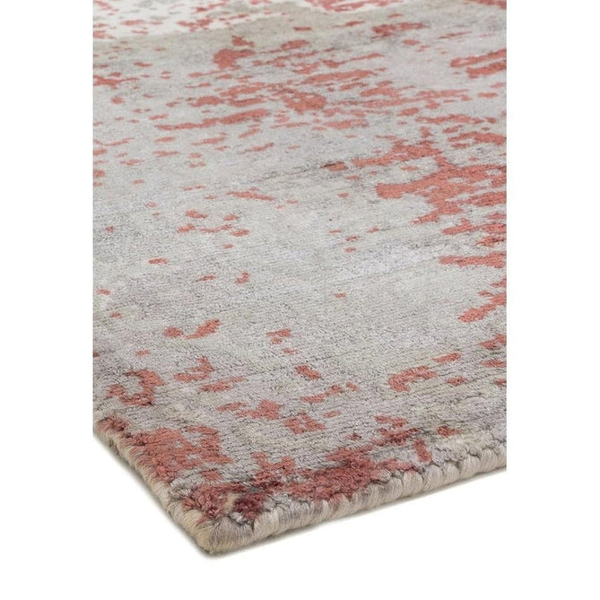 Gatsby Modern Abstract Distressed Metallic Shimmer Hand-Woven Textured Printed Viscose Flatweave Red/Grey/Cream Rug-Asiatic Carpets-Rug Love - The Most Loved Rug Store