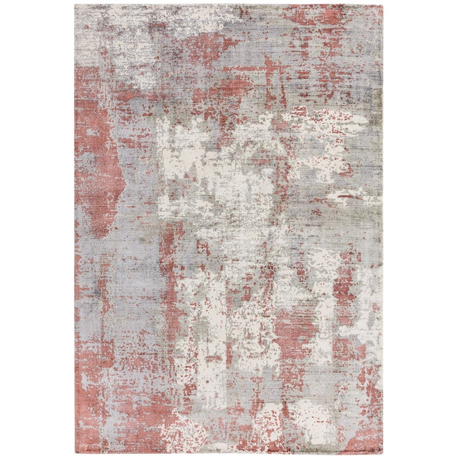 Gatsby Modern Abstract Distressed Metallic Shimmer Hand-Woven Textured Printed Viscose Flatweave Red/Grey/Cream Rug-Asiatic Carpets-Rug Love - The Most Loved Rug Store