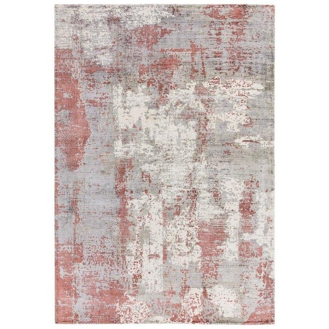 Gatsby Modern Abstract Distressed Metallic Shimmer Hand-Woven Textured Printed Viscose Flatweave Red/Grey/Cream Rug-Asiatic Carpets-Rug Love - The Most Loved Rug Store