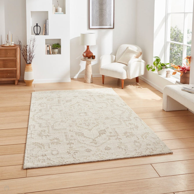 Geneva 64615 Traditional Medallion Textured Soft-Touch High-Density Cream/Beige Rug-Think Rugs-Rug Love - The Most Loved Rug Store