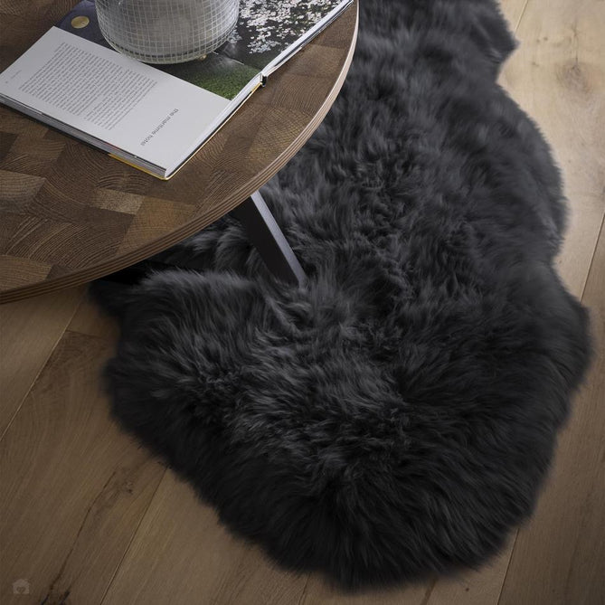 Genuine Luxury Sheepskin Plain Super Soft Long Haired Natural Wool Black Rug-Origins-Rug Love - The Most Loved Rug Store
