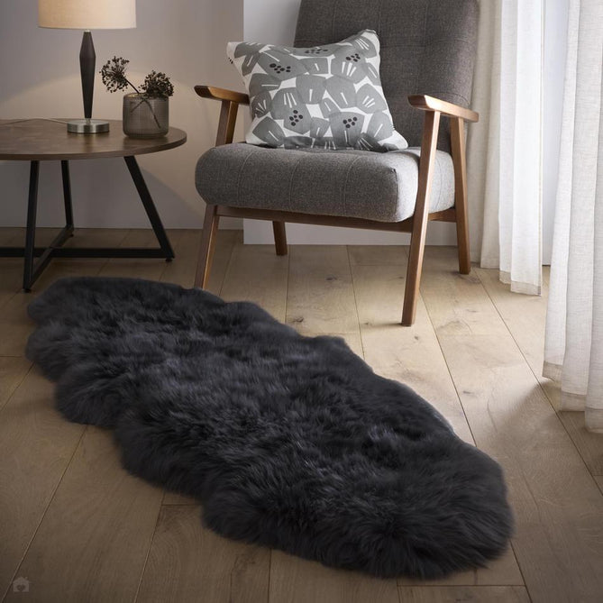 Genuine Luxury Sheepskin Plain Super Soft Long Haired Natural Wool Black Rug-Origins-Rug Love - The Most Loved Rug Store