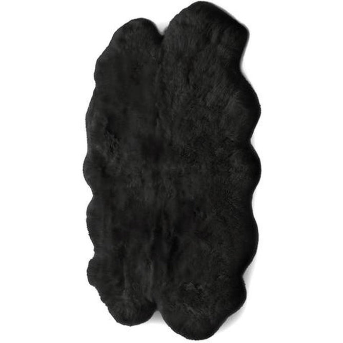 Genuine Luxury Sheepskin Plain Super Soft Long Haired Natural Wool Black Rug-Origins-Rug Love - The Most Loved Rug Store