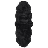 Genuine Luxury Sheepskin Plain Super Soft Long Haired Natural Wool Black Rug