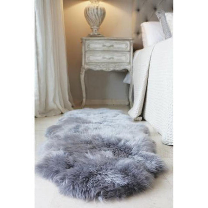 Genuine Luxury Sheepskin Plain Super Soft Long Haired Natural Wool Grey Rug-Origins-Rug Love - The Most Loved Rug Store