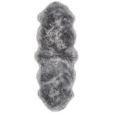 Genuine Luxury Sheepskin Plain Super Soft Long Haired Natural Wool Grey Rug