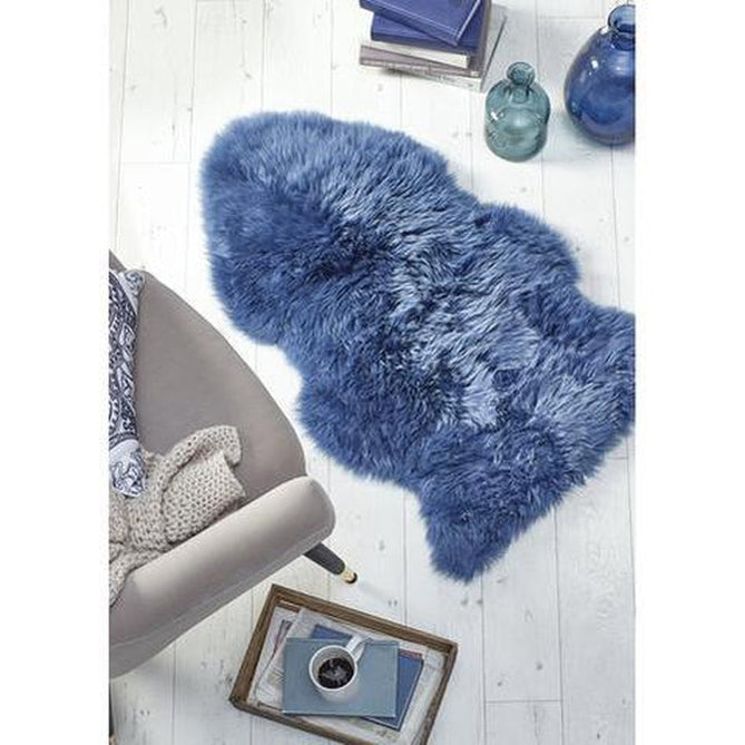 Genuine Luxury Sheepskin Plain Super Soft Long Haired Natural Wool Navy Rug-Origins-Rug Love - The Most Loved Rug Store
