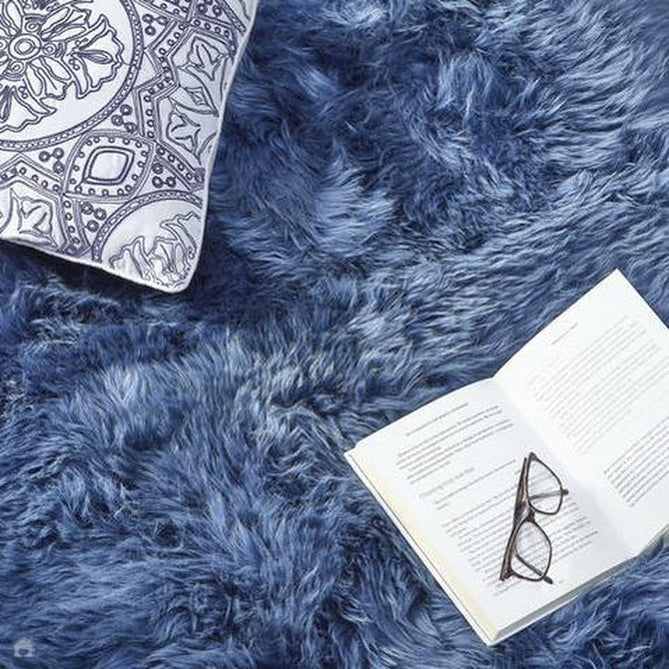 Genuine Luxury Sheepskin Plain Super Soft Long Haired Natural Wool Navy Rug-Origins-Rug Love - The Most Loved Rug Store