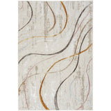 Glitz GLZ01 Modern Abstract Curvy Linear Distressed Metallic Shimmer Hi-Low Textured Soft-Touch Polyester Ivory/Pink/Gold/Blue/Multicolour Rug