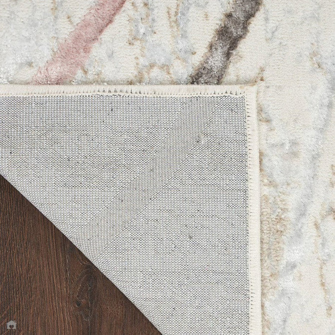 Glitz GLZ01 Modern Abstract Curvy Linear Distressed Metallic Shimmer Hi-Low Textured Soft-Touch Polyester Low Profile Short-Pile Ivory/Pink/Gold/Blue/Multicolour Rug-Nourison-Rug Love - The Most Loved Rug Store