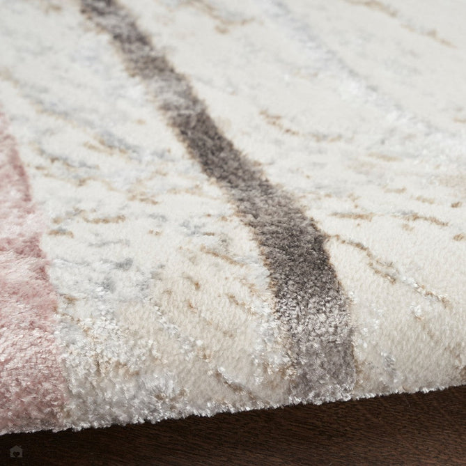 Glitz GLZ01 Modern Abstract Curvy Linear Distressed Metallic Shimmer Hi-Low Textured Soft-Touch Polyester Low Profile Short-Pile Ivory/Pink/Gold/Blue/Multicolour Rug-Nourison-Rug Love - The Most Loved Rug Store