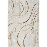Glitz GLZ01 Modern Abstract Curvy Linear Distressed Metallic Shimmer Hi-Low Textured Soft-Touch Polyester Low Profile Short-Pile Ivory/Pink/Gold/Blue/Multicolour Rug