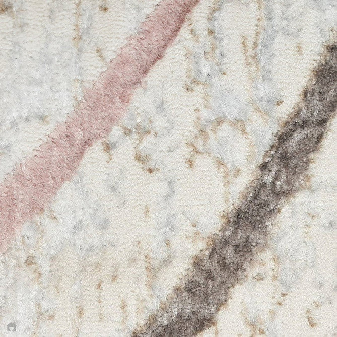 Glitz GLZ01 Modern Abstract Curvy Linear Distressed Metallic Shimmer Hi-Low Textured Soft-Touch Short-Pile Polyester Ivory/Pink/Gold/Blue/Multicolour Runner-Nourison-Rug Love - The Most Loved Rug Store