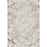 Glitz GLZ02 Modern Geometric Marble Distressed Metallic Shimmer Hi-Low Textured Soft-Touch Polyester Ivory/Grey/Taupe Rug