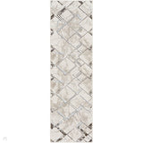Glitz GLZ02 Modern Geometric Marble Distressed Metallic Shimmer Hi-Low Textured Soft-Touch Polyester Ivory/Grey/Taupe Runner