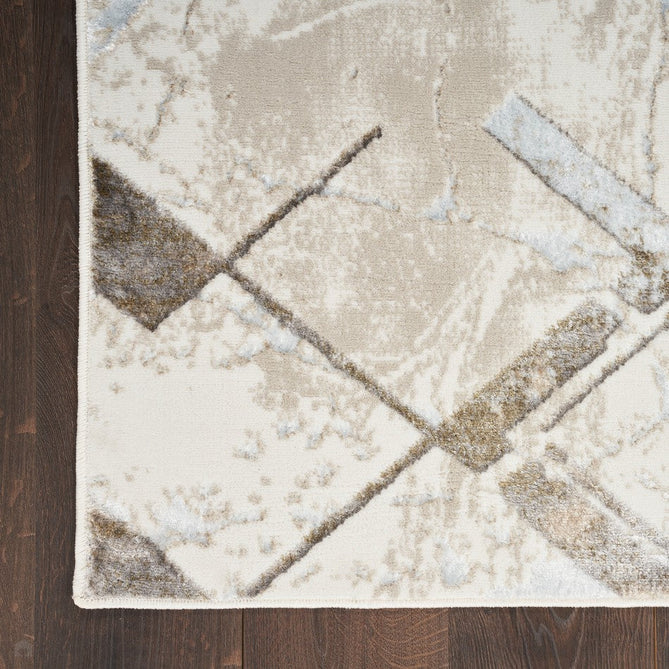 Glitz GLZ02 Modern Geometric Marble Distressed Metallic Shimmer Hi-Low Textured Soft-Touch Polyester Low Profile Short-Pile Ivory/Grey/Taupe Rug-Nourison-Rug Love - The Most Loved Rug Store