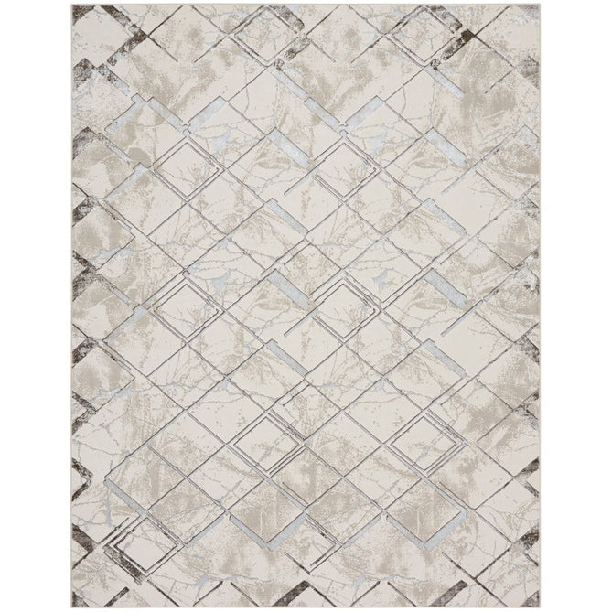 Glitz GLZ02 Modern Geometric Marble Distressed Metallic Shimmer Hi-Low Textured Soft-Touch Polyester Low Profile Short-Pile Ivory/Grey/Taupe Rug-Nourison-Rug Love - The Most Loved Rug Store