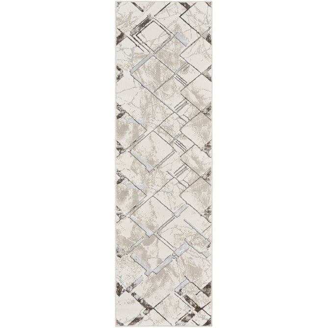 Glitz GLZ02 Modern Geometric Marble Distressed Metallic Shimmer Hi-Low Textured Soft-Touch Polyester Low Profile Short-Pile Ivory/Grey/Taupe Rug-Nourison-Rug Love - The Most Loved Rug Store