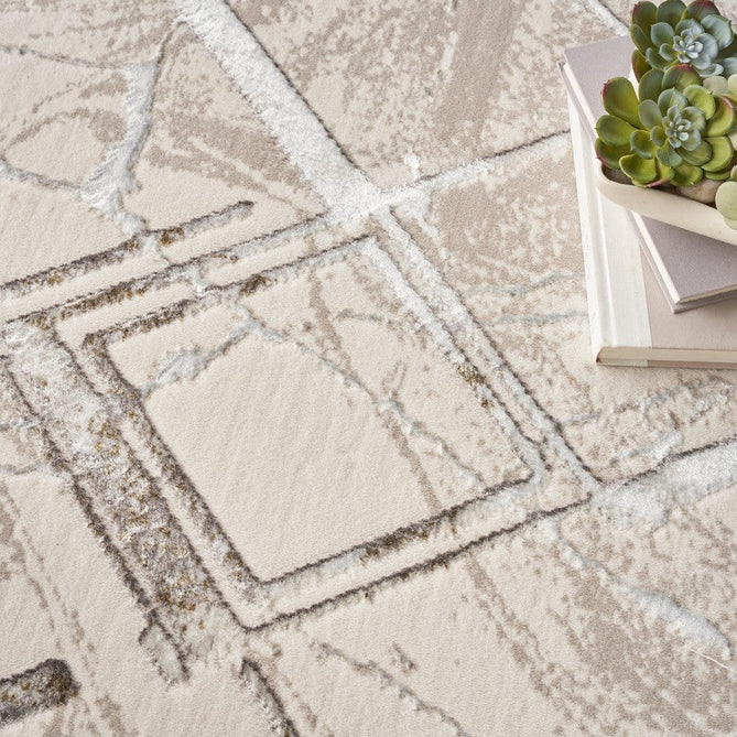 Glitz GLZ02 Modern Geometric Marble Distressed Metallic Shimmer Hi-Low Textured Soft-Touch Short-Pile Polyester Ivory/Grey/Taupe Runner-Nourison-Rug Love - The Most Loved Rug Store