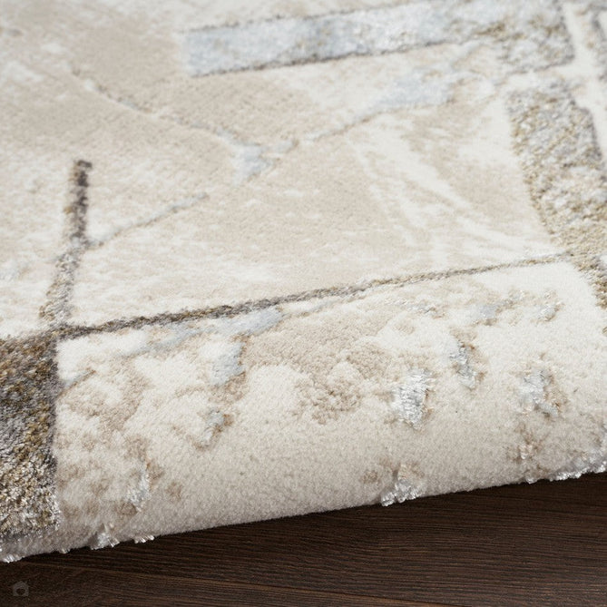 Glitz GLZ02 Modern Geometric Marble Distressed Metallic Shimmer Hi-Low Textured Soft-Touch Short-Pile Polyester Ivory/Grey/Taupe Runner-Nourison-Rug Love - The Most Loved Rug Store