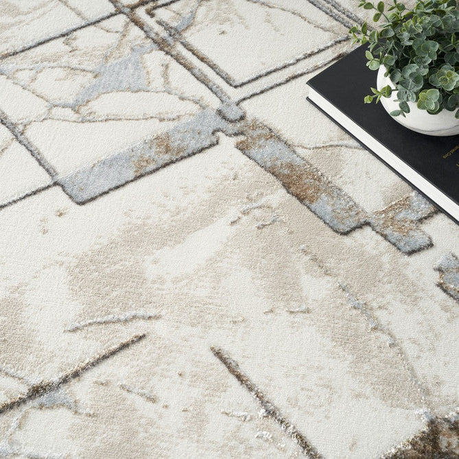 Glitz GLZ02 Modern Geometric Marble Distressed Metallic Shimmer Hi-Low Textured Soft-Touch Short-Pile Polyester Ivory/Grey/Taupe Runner-Nourison-Rug Love - The Most Loved Rug Store